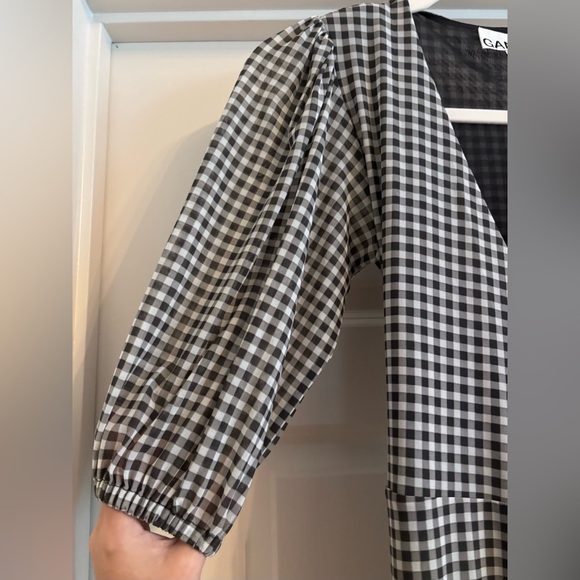 Ganni Gingham Wrap Mini Dress - Picture 5 of 8